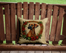 Load image into Gallery viewer, Rhodesian Ridgeback Christmas Flowers Throw Pillow - 14x14 Decorative Pillow – Art for Your Home &amp; Patio