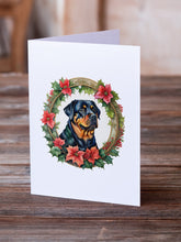 Load image into Gallery viewer, Rottweiler Christmas Flowers Greeting Cards - Blank Note Cards – 8-Pack of Artist-Designed Cards with Envelopes