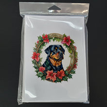 Load image into Gallery viewer, Rottweiler Christmas Flowers Greeting Cards - Blank Note Cards – 8-Pack of Artist-Designed Cards with Envelopes