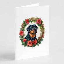 Load image into Gallery viewer, Rottweiler Christmas Flowers Greeting Cards - Blank Note Cards – 8-Pack of Artist-Designed Cards with Envelopes