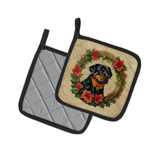 Load image into Gallery viewer, Rottweiler Christmas Flowers Pot Holders - Set of 2 Decorative Kitchen Helpers | Made in the USA