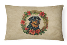 Load image into Gallery viewer, Rottweiler Christmas Flowers Throw Pillow