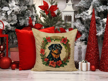 Load image into Gallery viewer, Rottweiler Christmas Flowers Throw Pillow