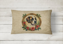 Load image into Gallery viewer, Saint Bernard Christmas Flowers Throw Pillow