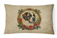 Load image into Gallery viewer, Saint Bernard Christmas Flowers Throw Pillow