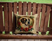 Load image into Gallery viewer, Saint Bernard Christmas Flowers Throw Pillow - 14x14 Decorative Pillow – Art for Your Home &amp; Patio