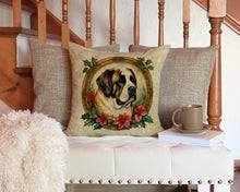 Load image into Gallery viewer, Saint Bernard Christmas Flowers Throw Pillow - 14x14 Decorative Pillow – Art for Your Home &amp; Patio