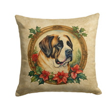 Load image into Gallery viewer, Saint Bernard Christmas Flowers Throw Pillow - 14x14 Decorative Pillow – Art for Your Home &amp; Patio