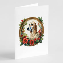 Load image into Gallery viewer, Saluki Christmas Flowers Greeting Cards - Blank Note Cards – 8-Pack of Artist-Designed Cards with Envelopes