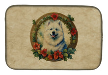 Load image into Gallery viewer, Samoyed Christmas Flowers Dish Drying Mat