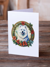 Load image into Gallery viewer, Samoyed Christmas Flowers Greeting Cards - Blank Note Cards – 8-Pack of Artist-Designed Cards with Envelopes