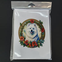 Load image into Gallery viewer, Samoyed Christmas Flowers Greeting Cards - Blank Note Cards – 8-Pack of Artist-Designed Cards with Envelopes