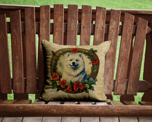 Load image into Gallery viewer, Samoyed Christmas Flowers Throw Pillow - 14x14 Decorative Pillow – Art for Your Home &amp; Patio