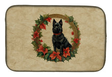 Load image into Gallery viewer, Schipperke Christmas Flowers Dish Drying Mat