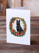 Load image into Gallery viewer, Schipperke Christmas Flowers Greeting Cards - Blank Note Cards – 8-Pack of Artist-Designed Cards with Envelopes