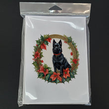 Load image into Gallery viewer, Schipperke Christmas Flowers Greeting Cards - Blank Note Cards – 8-Pack of Artist-Designed Cards with Envelopes