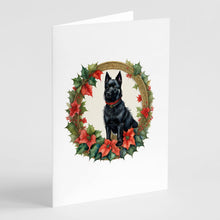 Load image into Gallery viewer, Schipperke Christmas Flowers Greeting Cards - Blank Note Cards – 8-Pack of Artist-Designed Cards with Envelopes