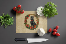 Load image into Gallery viewer, Schipperke Christmas Flowers Glass Cutting Boards – Durable, Decorative Kitchen Art