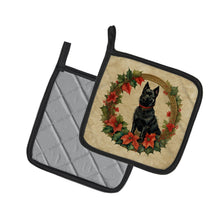Load image into Gallery viewer, Schipperke Christmas Flowers Pot Holders - Set of 2 Decorative Kitchen Helpers | Made in the USA