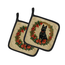 Load image into Gallery viewer, Schipperke Christmas Flowers Pot Holders - Set of 2 Decorative Kitchen Helpers | Made in the USA