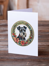 Load image into Gallery viewer, Schnauzer Christmas Flowers Greeting Cards - Blank Note Cards – 8-Pack of Artist-Designed Cards with Envelopes