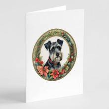 Load image into Gallery viewer, Schnauzer Christmas Flowers Greeting Cards - Blank Note Cards – 8-Pack of Artist-Designed Cards with Envelopes