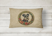 Load image into Gallery viewer, Schnauzer Christmas Flowers Throw Pillow