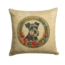 Load image into Gallery viewer, Schnauzer Christmas Flowers Throw Pillow - 14x14 Decorative Pillow – Art for Your Home &amp; Patio