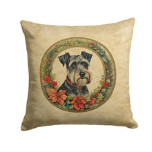 Load image into Gallery viewer, Schnauzer Christmas Flowers Throw Pillow