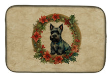 Load image into Gallery viewer, Scottish Terrier Christmas Flowers Dish Drying Mat