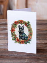 Load image into Gallery viewer, Scottish Terrier Christmas Flowers Greeting Cards - Blank Note Cards – 8-Pack of Artist-Designed Cards with Envelopes