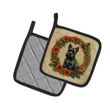 Load image into Gallery viewer, Scottish Terrier Christmas Flowers Pot Holders - Set of 2 Decorative Kitchen Helpers | Made in the USA