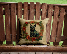Load image into Gallery viewer, Scottish Terrier Christmas Flowers Throw Pillow - 14x14 Decorative Pillow – Art for Your Home &amp; Patio