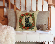 Load image into Gallery viewer, Scottish Terrier Christmas Flowers Throw Pillow - 14x14 Decorative Pillow – Art for Your Home &amp; Patio