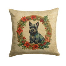 Load image into Gallery viewer, Scottish Terrier Christmas Flowers Throw Pillow