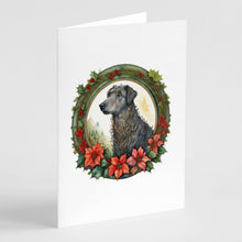 Load image into Gallery viewer, Scottish Deerhound Christmas Flowers Greeting Cards - Blank Note Cards – 8-Pack of Artist-Designed Cards with Envelopes