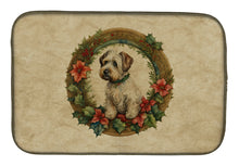 Load image into Gallery viewer, Sealyham Terrier Christmas Flowers Dish Drying Mat
