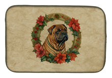 Load image into Gallery viewer, Shar Pei Christmas Flowers Dish Drying Mat