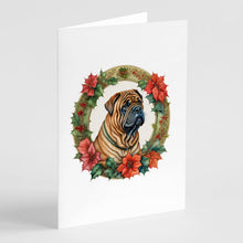 Load image into Gallery viewer, Shar Pei Christmas Flowers Greeting Cards - Blank Note Cards – 8-Pack of Artist-Designed Cards with Envelopes