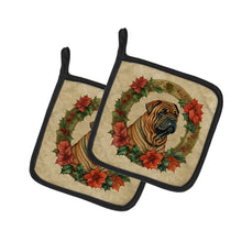 Load image into Gallery viewer, Shar Pei Christmas Flowers Pot Holders - Set of 2 Decorative Kitchen Helpers | Made in the USA