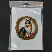 Load image into Gallery viewer, Sheltie Christmas Flowers Greeting Cards - Blank Note Cards – 8-Pack of Artist-Designed Cards with Envelopes