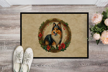 Load image into Gallery viewer, Sheltie Christmas Flowers Doormat