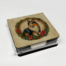 Load image into Gallery viewer, Sheltie Christmas Flowers PU Leather Note Paper Holder