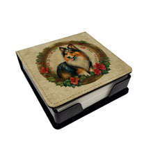 Load image into Gallery viewer, Sheltie Christmas Flowers PU Leather Note Paper Holder