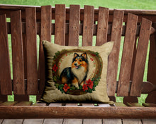 Load image into Gallery viewer, Sheltie Christmas Flowers Throw Pillow - 14x14 Decorative Pillow – Art for Your Home &amp; Patio
