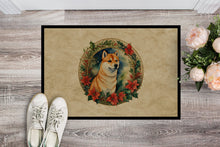 Load image into Gallery viewer, Shiba Inu Christmas Flowers Doormat