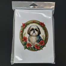 Load image into Gallery viewer, Shih Tzu Christmas Flowers Greeting Cards - Blank Note Cards – 8-Pack of Artist-Designed Cards with Envelopes