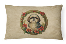 Load image into Gallery viewer, Shih Tzu Christmas Flowers Throw Pillow