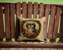 Load image into Gallery viewer, Shih Tzu Christmas Flowers Throw Pillow - 14x14 Decorative Pillow – Art for Your Home &amp; Patio