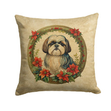 Load image into Gallery viewer, Shih Tzu Christmas Flowers Throw Pillow - 14x14 Decorative Pillow – Art for Your Home &amp; Patio